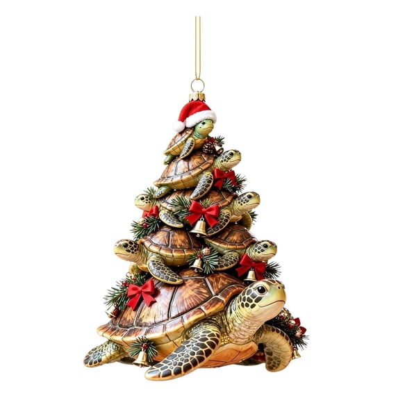 2D Stacked Sea Animal Christmas Acrylic Ornament, Cute Tree Hanging Pendant, Acrylic Hanging Ornament Home Party Decor for Living Room, Bedroom, Mantle and Porch Display,A