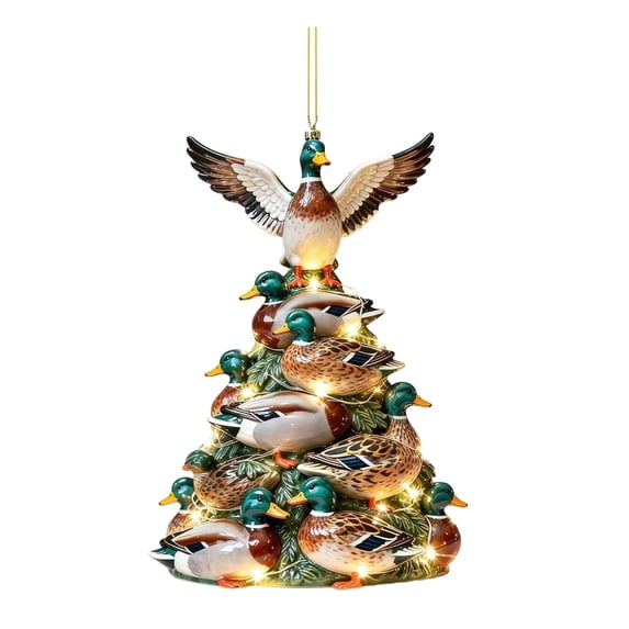 2D Stacked ducks Christmas Acrylic Ornament, Cute Tree Hanging Pendant, Acrylic Hanging Ornament Home Party Decor for Living Room, Bedroom, Mantle and Porch Display,B