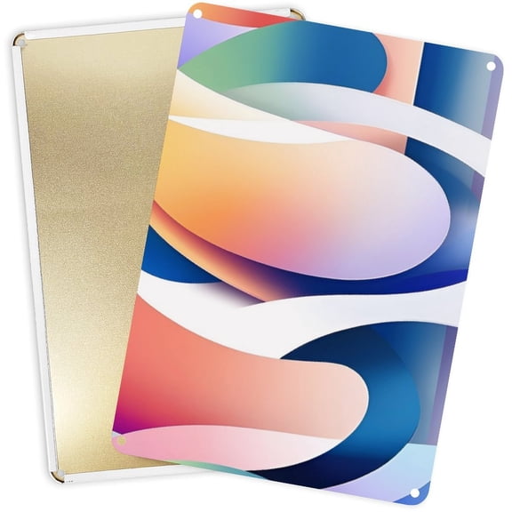 2D Tinplate Vertical Wall Decor Abstract Colorful Wave Gradient Pattern | HD Print Pre-Drilled Waterproof 12x16 Inch (30x40cm)