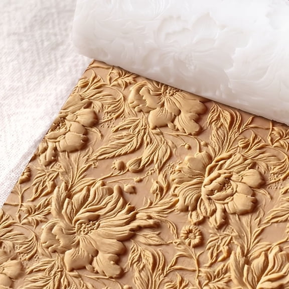 2D Vintage Floral Texture Roller for Polymer Clay, Seamless Craft Tool for DIY Jewelry