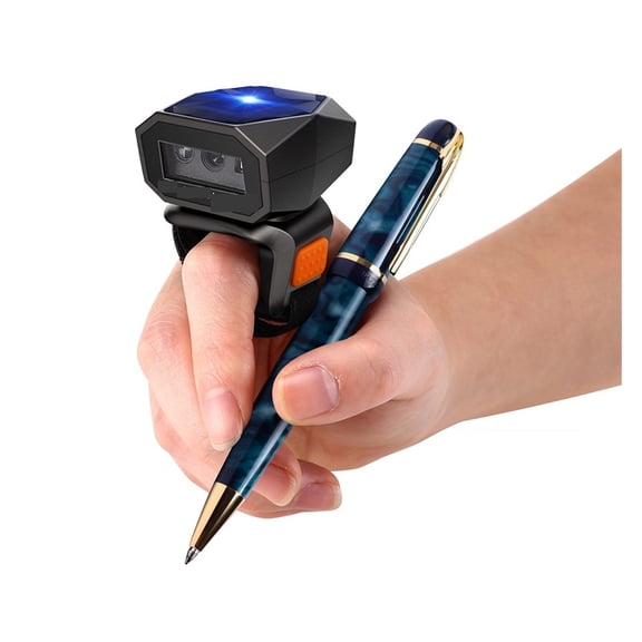 2D Wearable Ring Barcode Scanner Mini Portable 3-in-1 USB Wired 2.4G Wireless Bluetooth Finger Scanner ,Easy to Use