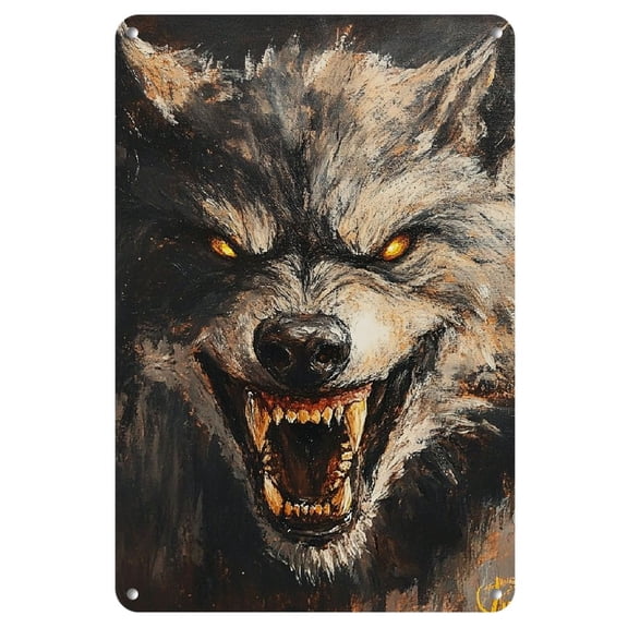 2D Werewolf Iron Wall Art, 8"x12" Square Metal Sign, High-Color Accuracy, Fine Detail, Durable Material for Long-Term Use, Home & Living Room Decor, Farmhouse Style