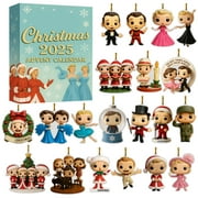 2D White Christmas Christmas Advent Calendar 24 Pairs Blind Box Mystery Collectible Toy Set Funny Decorations Xmas Tree Ornaments Birthday Festival Gifts for Children