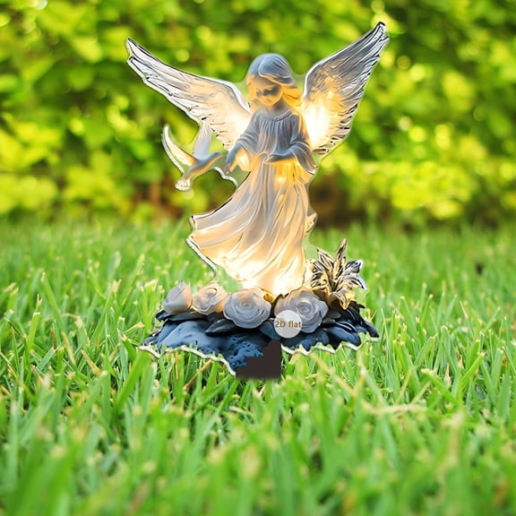 2D Winged Fairy Garden Stake, Angel Flat Yard Insert Ornament, Outdoor Courtyard Lawn Scene Decor Prop for Garden Flower Bed Landscape Decoration
