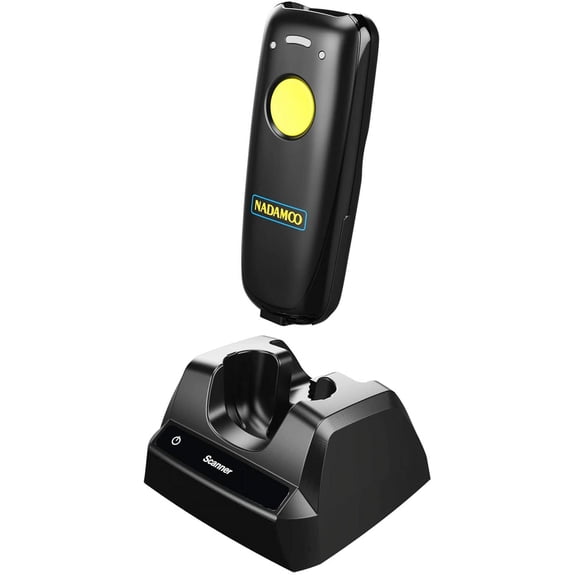 2D Wireless Barcode Compatible with Bluetooth, Portable USB 1D 2D QR Code for Inventory, Bar Code Image Reader for Tablet iPhone iPad Android iOS PC POS, with Charging Dock