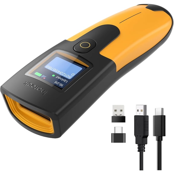 2D Wireless Barcode Scanner with 1.4" TFT Screen, Portable Bluetooth Barcode Reader, 2600mAh Battery, Fast Linear Code Scanning for Inventory, Library, Warehouse, Nano 260D