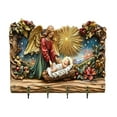 thumbnail image 1 of 2D Wooden Key Holder Wall Mount, 2D Flat Nativity Wooden Towel Key Hooks, Rustic Farmhouse Religious Wall Coat Hanger Hooks with 4 Hooks, Decorative Coat Rack for Entryway Hallway Bathroom, 1 of 5