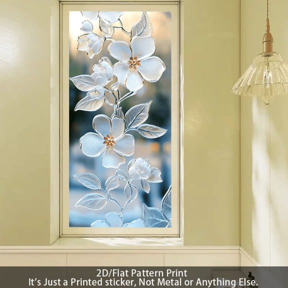 2D flat, 1 Christmas Nutcracker Double Guardian frosted glass sticker - Retro red and blue Christmas tree with star pattern design 17.71×39.37in (45×100cm). Electrostatic adsorption, PVC window stick