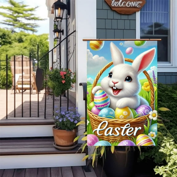 2D flat 1 Courtyard Flag - Outdoor Decoration - Easter Courtyard Flag Placement. It is very suitable for your interior or room decoration, garden decoration, festival decoration. Double-sided printed