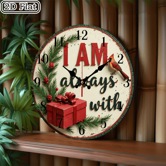 2D flat 1 iam wooden wall clock for home and seasonal decoration, suitable for courtyard, shopping mall, caf é, home, best gift, friend room decoration Halloween 10 * 10 inches