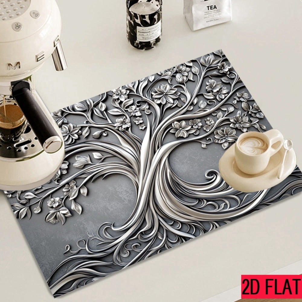 2D flat 1 kitchen stove cover, simple and artistic pattern design, Nordic-style kitchen mat, coffee machine mat, operation counter decoration, the first choice for kitchen gifts. The size is 28.3x20.