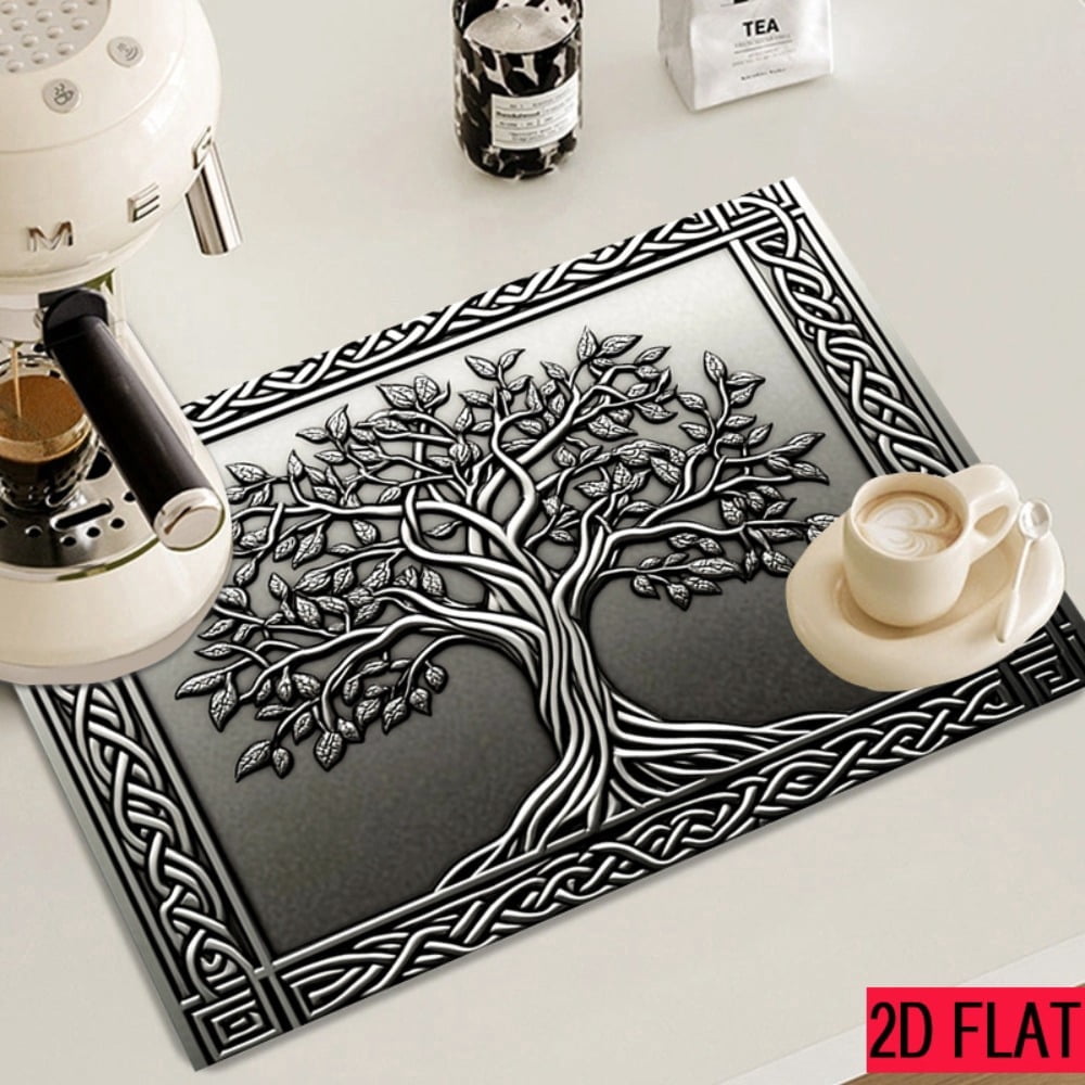 2D flat 1 kitchen stove cover, simple and artistic pattern design, Nordic-style kitchen mat, coffee machine mat, operation counter decoration, the first choice for kitchen gifts. The size is 28.3x20.
