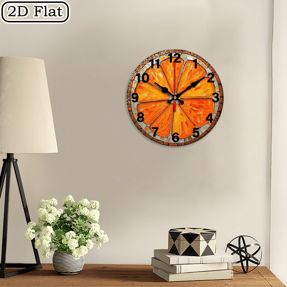 2D flat 1 piece Western Teak wood wall clock, suitable for courtyards, shopping centers, garages, cafes, homes, the best gift, suitable for decorating friends' rooms for Halloween 10 * 10 inches