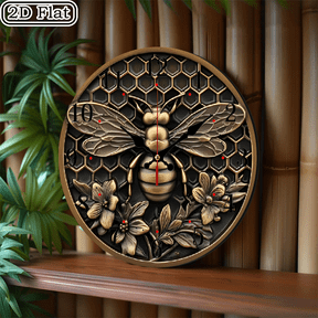 2D flat 1 piece metal bee wooden wall clock for home and seasonal decoration, suitable for courtyard, shopping mall, caf , home, best gift, friend room decoration Halloween 10 * 10 inches