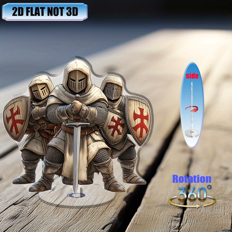 [2D flat] 1PC Acrylic rotating desktop display featuring three Templar ...