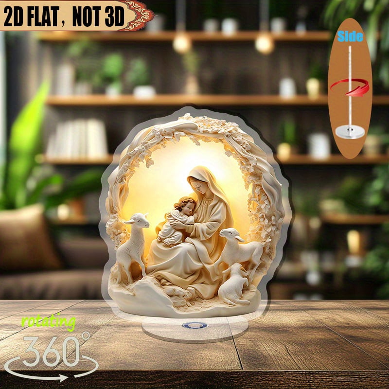 [2D flat] 1PC Rotating acrylic display featuring Virgin Mary, Joseph ...
