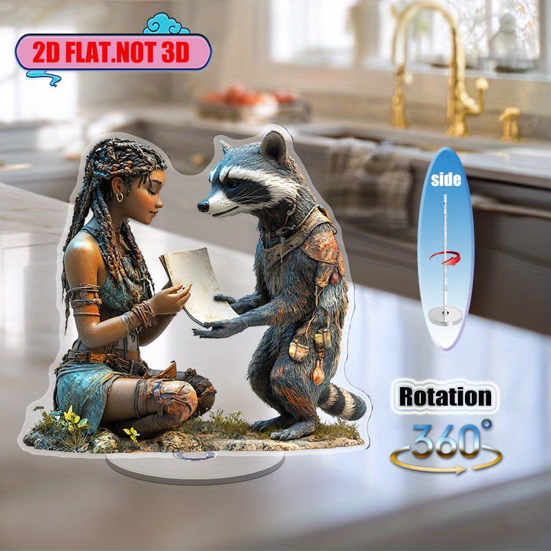 [2D flat] 1PC Rotating acrylic display featuring a woman with braids ...