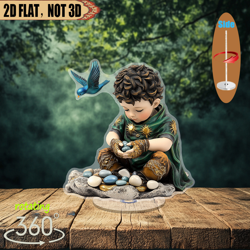 [2D flat] 1PC Rotating acrylic display featuring a boy in an emerald ...