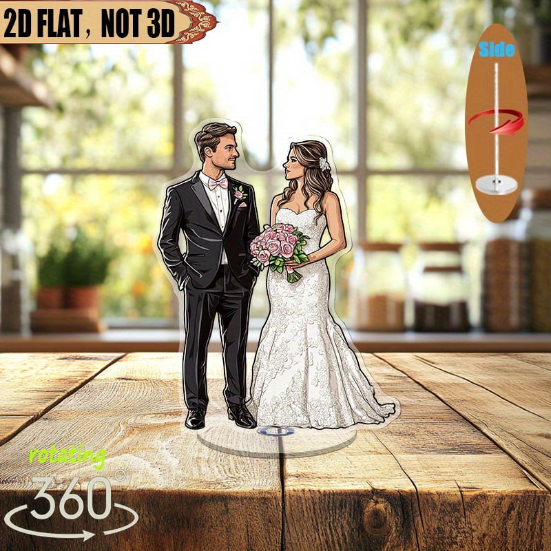 [2D flat] 1PC Rotating acrylic display featuring a bride in a lace gown ...