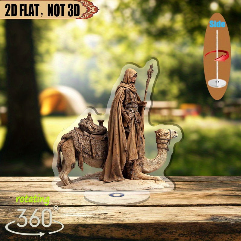 [2D flat] 1PC Rotating acrylic display featuring a desert explorer in a ...
