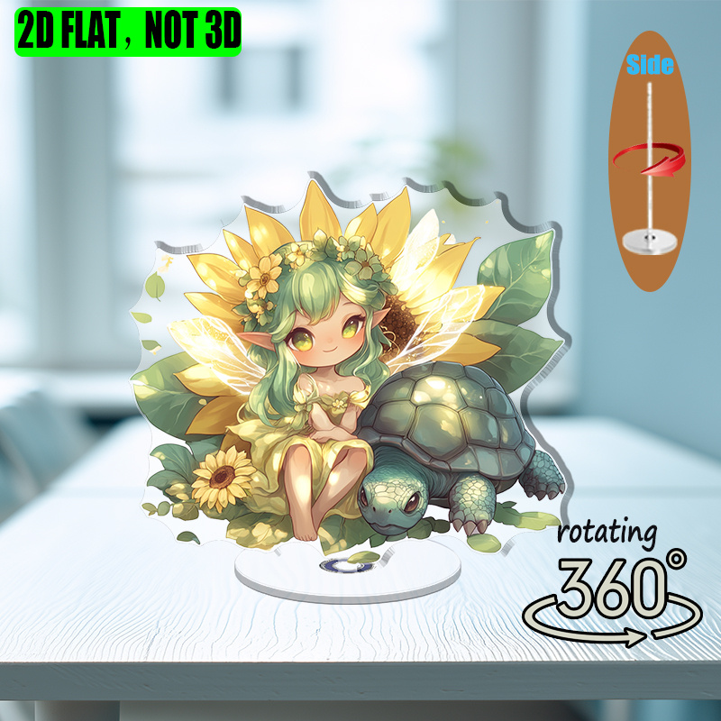 [2D flat] 1PC Rotating acrylic display featuring a gentle sprite with ...