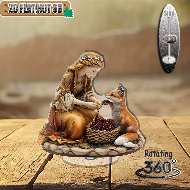 [2D flat] 1PC Rotating acrylic display featuring a girl arranging ...