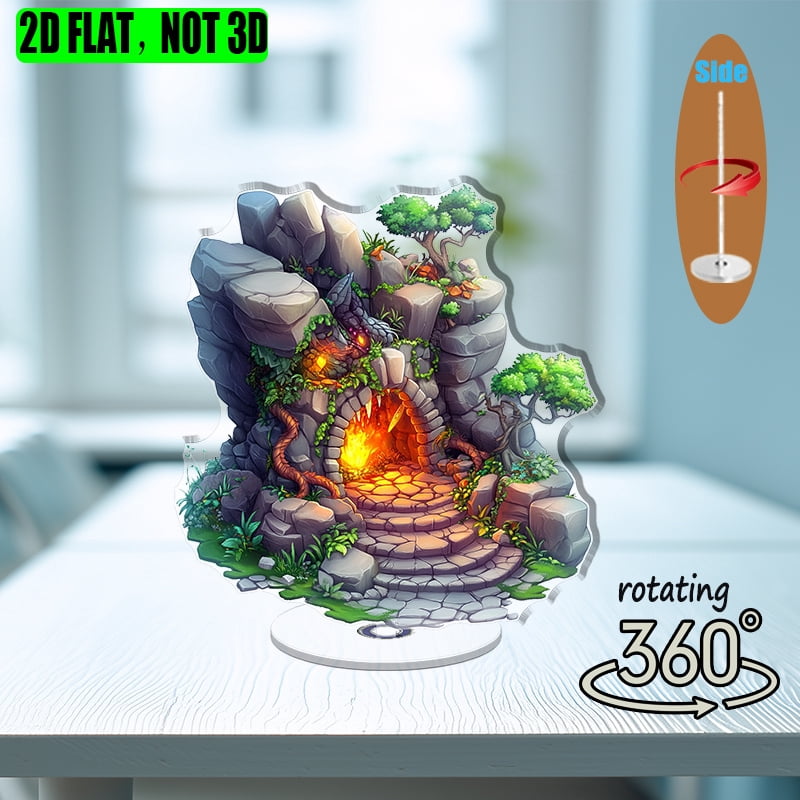 [2D flat] 1PC Rotating acrylic display featuring a magical dragon's ...