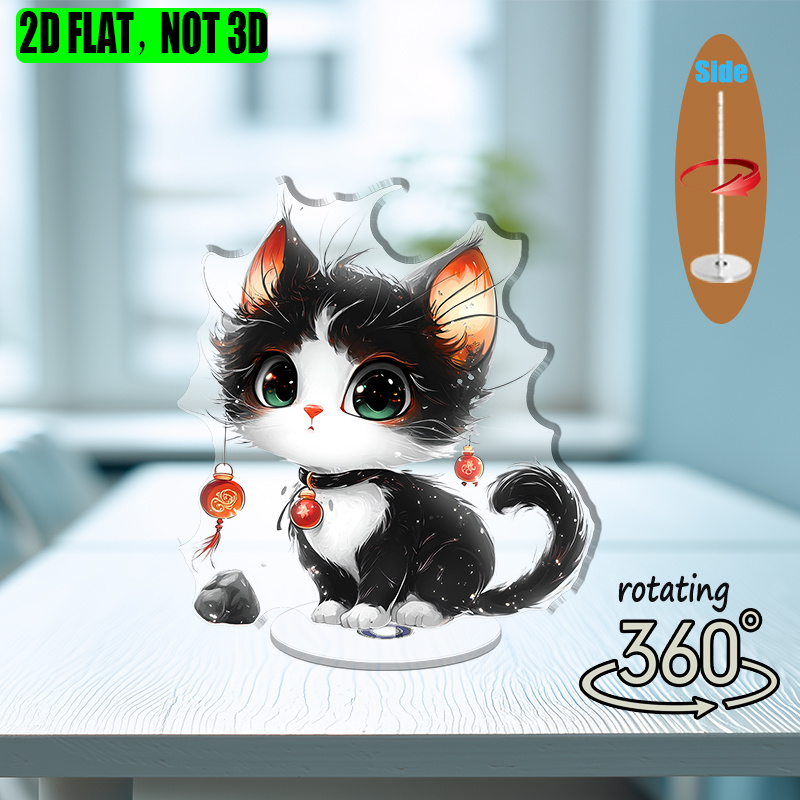 [2D flat] 1PC Rotating acrylic display featuring a mischievous cat ...
