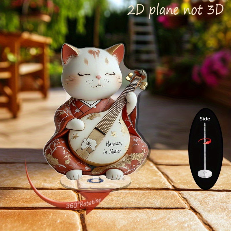 [2D flat] 1PC Rotating acrylic display piece featuring a cat playing ...