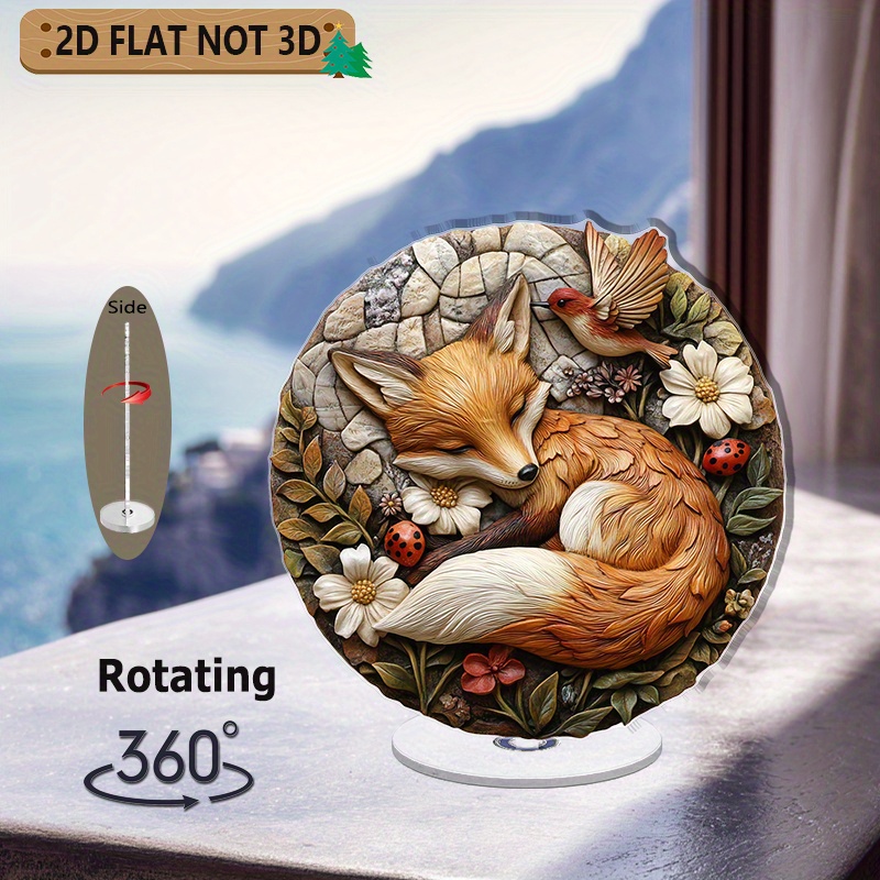 [2D flat] 1PC Rotating acrylic ornament featuring a playful fox cub ...