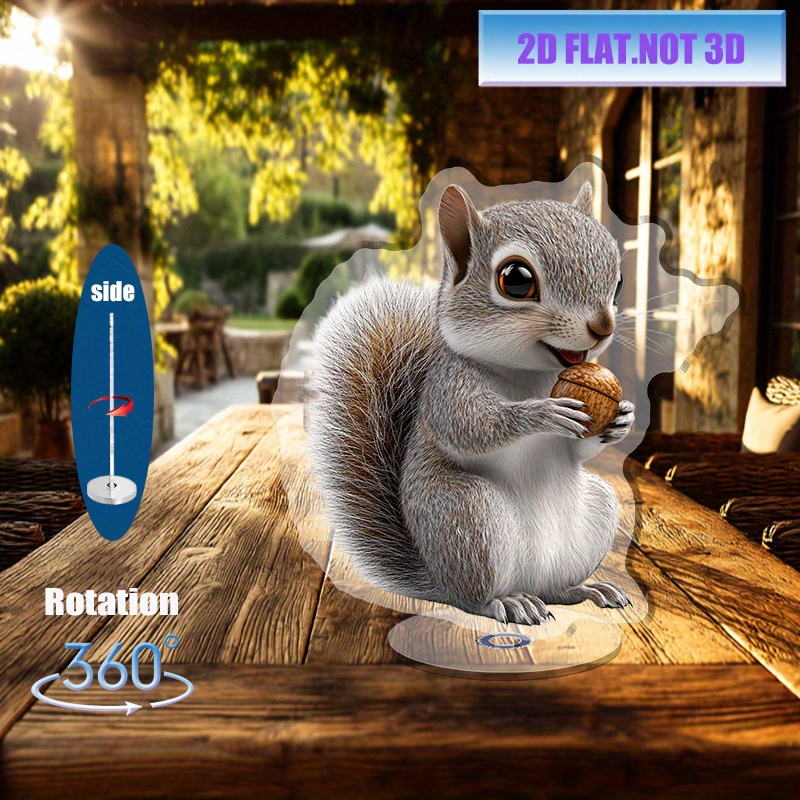 [2D flat] 1PC Rotating acrylic ornament featuring a realistic gray ...