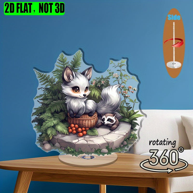 [2D flat] 1PC Rotating acrylic ornament featuring a serene scene of a ...