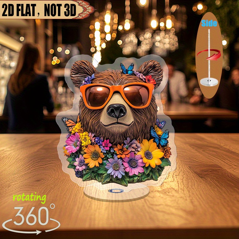 [2D flat] 1PC Rotating acrylic tabletop display featuring a bear in ...