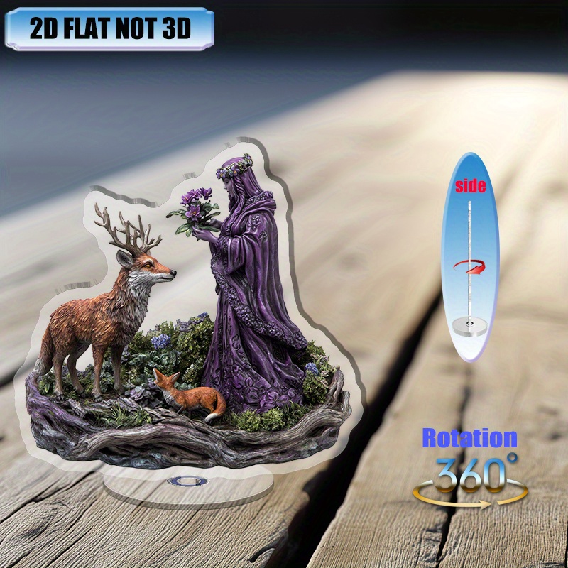 [2D flat] 1PC Rotating acrylic tabletop display featuring a nature ...