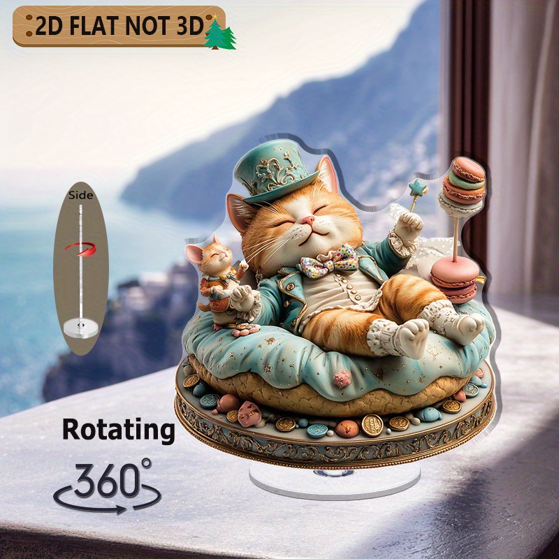 [2D flat] 1PC A rotating acrylic tabletop ornament featuring a charming ...