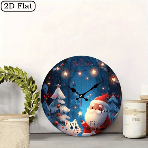 2D flat 1pc,Cartoon Cute Christmas Day_ wood wall clock Home&Seasonal Decoration, For Yard, Mall, Garage, Coffee Shop, Home, Best Gift, for a Friend room decor halloween 10*10inch