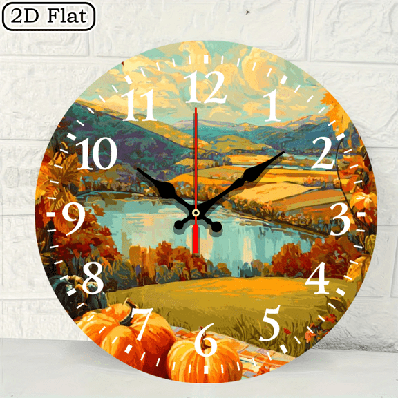 2D flat 1pc,Fertile plain_ wood wall clock Home&Seasonal Decoration, For Yard, Mall, Garage, Coffee Shop, Home, Best Gift, for a Friend room decor halloween 10*10inch