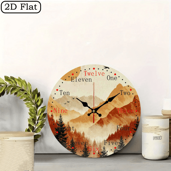 2D flat 1pc,Like amber stones_ wood wall clock Home&Seasonal Decoration, For Yard, Mall, Garage, Coffee Shop, Home, Best Gift, for a Friend room decor halloween 10*10inch