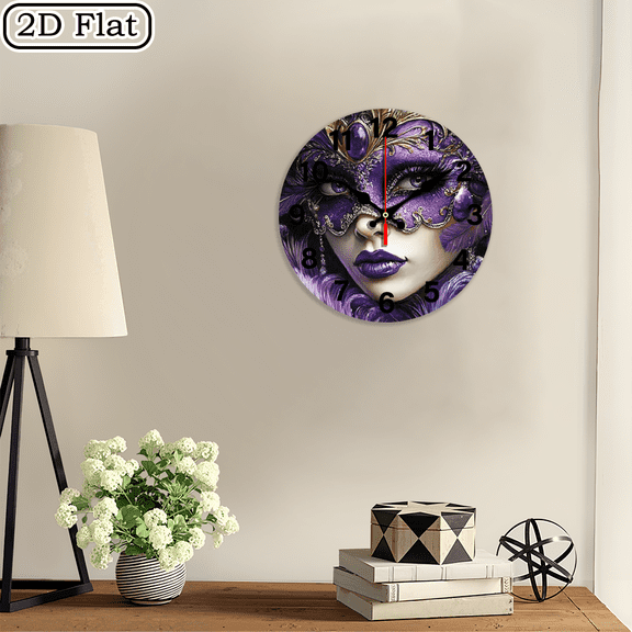 2D flat 1pc, Mardi Gras Themed_ wood wall clock Home&Seasonal Decoration, For Yard, Mall, Garage, Coffee Shop, Home, Best Gift, for a Friend room decor halloween 10*10inch