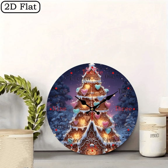2D flat 1pc, SantaHut_ wood wall clock Home&Seasonal Decoration, For Yard, Mall, Garage, Coffee Shop, Home, Best Gift, for a Friend room decor halloween 10*10inch