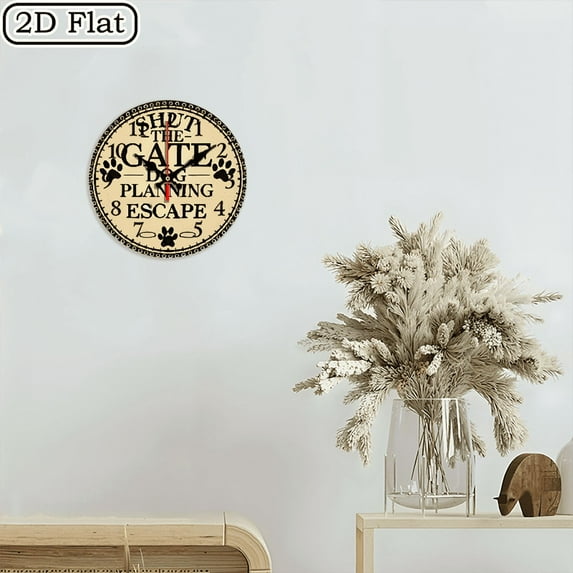 2D flat 1pc, Shut The Gate_ wood wall clock Home&Seasonal Decoration, For Yard, Mall, Garage, Coffee Shop, Home, Best Gift, for a Friend room decor halloween 10*10inch