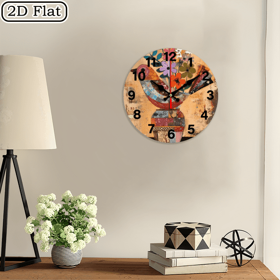 2D flat 1pc,Unique bird_ wood wall clock Home&Seasonal Decoration, For Yard, Mall, Garage, Coffee Shop, Home, Best Gift, for a Friend room decor halloween 10*10inch