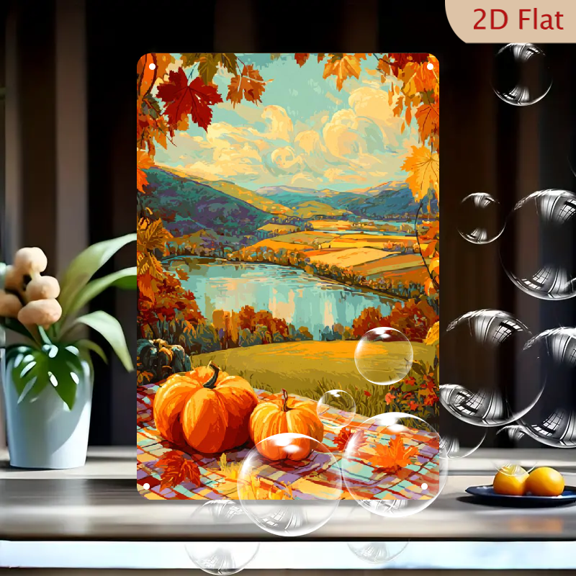 2D flat 1pc,Vibrant Autumn Forest Scene_ Iron Home&Seasonal Decoration, for Home, Office, Bathroom, Bedroom, Farm, Garden Best Gift, for a Friend room decor halloween 8*12inch