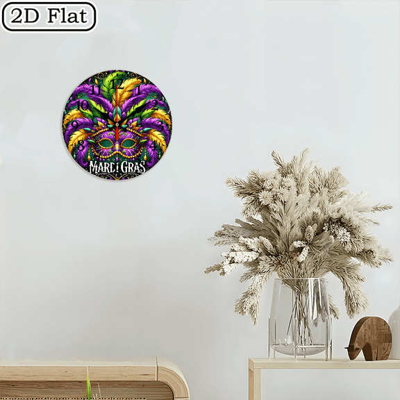 2D flat 1pc, Vintage Mardi Gras_ wood wall clock Home&Seasonal Decoration, For Yard, Mall, Garage, Coffee Shop, Home, Best Gift, for a Friend room decor halloween 10*10inch