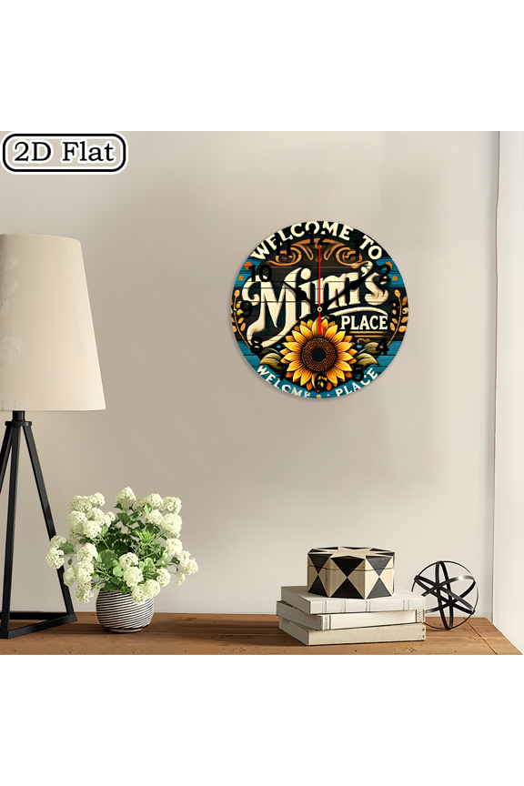 2D flat 1pc,Welcome to Mimi'S Place _ wood wall clock Home&Seasonal Decoration, For Yard, Mall, Garage, Coffee Shop, Home, Best Gift, for a Friend room decor halloween 10*10inch
