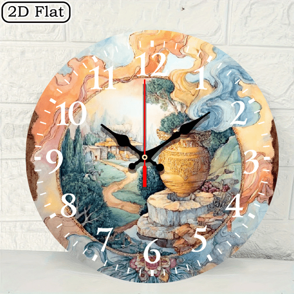 2D flat 1pc,Wishing Pot_ wood wall clock Home&Seasonal Decoration, For Yard, Mall, Garage, Coffee Shop, Home, Best Gift, for a Friend room decor halloween 10*10inch