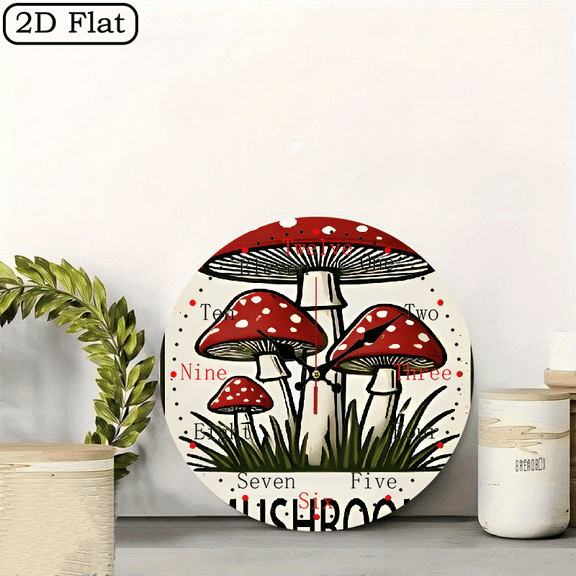 2D flat 1pc, mushroom wood wall clock Home&Seasonal Decoration, For Yard, Mall, Garage, Coffee Shop, Home, Best Gift, for a Friend room decor halloween 10*10inch