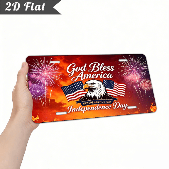2D flat, an aluminum decorative sign, God Bless America Independence Day. Outdoor Decorative Signs & Plaques. For decoration only. Size is 12 * 6 inches.