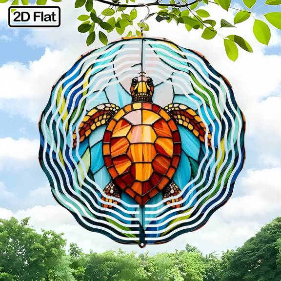 A 2D flat circular "colorful turtle" iron wind chime. Beautiful hanging ornaments that can be hung freely. USA 250th Anniversary. The size is 10 * 10 inches.