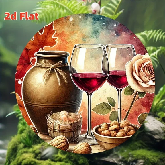 2D flat circular wall art, suitable for home, office, bar, cafe decoration, multi-functional indoor and outdoor hanging wall